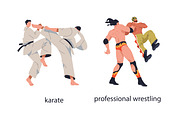 Fighters practicing martial arts set, a Sport Illustration by Good Studio (Thumbnail 3 of 13)