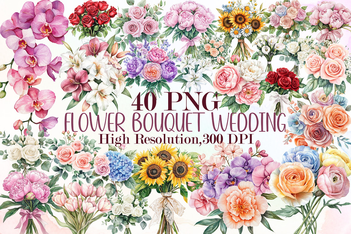 Flower Bouquet Wedding Flowers Png, an Illustration by Sublimation Artist (Photo 1 of 6)