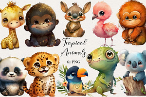 Tropical Animals Clipart. AI