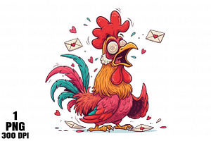 Crazy Valentine Rooster PNG, an Illustration by Daily.Designs