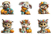 Cozy Woodland Animals with Pumpkins, a Seasonal Illustration by CreationArt (Thumbnail 3 of 5)