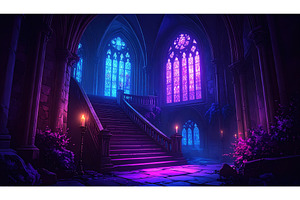 Magical gothic hall with glowing, an Architecture Photo by Igor Tichonow