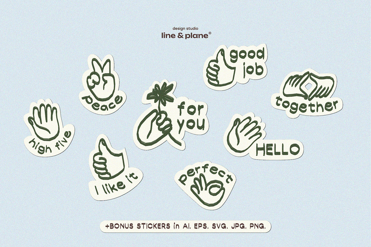 Hands - Vector Illustrations, an Emoji Icon by line & plane (Photo 3 of 7)