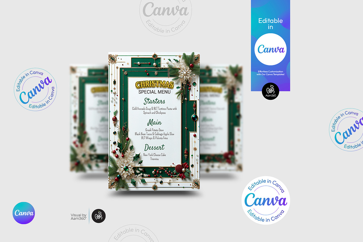 Christmas Menu Flyer Template, a Flyer Template by Aam360 (Photo 1 of 3)