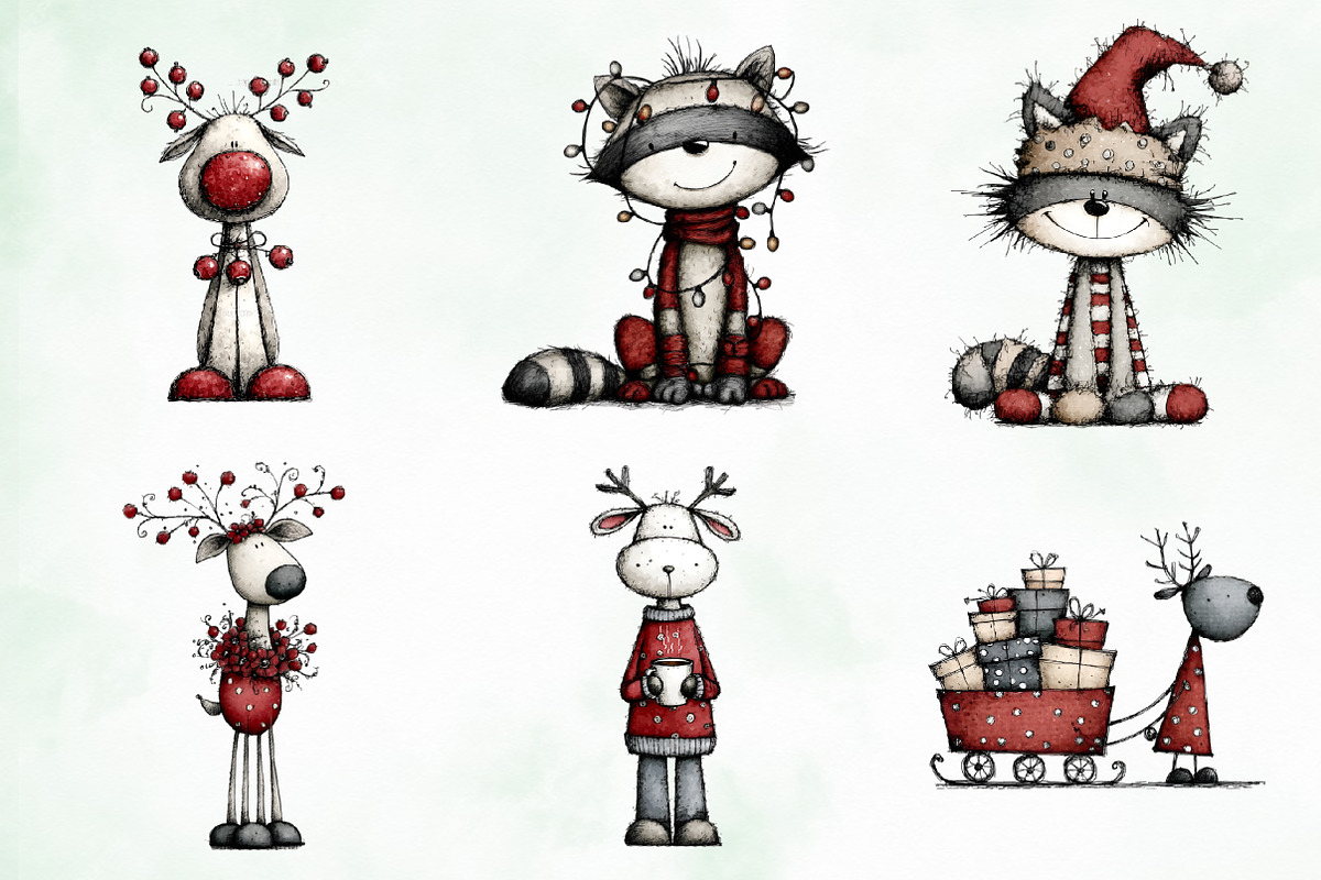 Whimsical Quirky Animals Clipart, an Illustration by Creative Art (Photo 9 of 13)