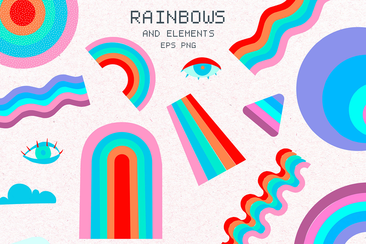 Psychedelic rainbows collage creator, an Object Graphic by LaVika (Photo 3 of 9)