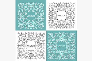 Floral Frame Mono Line Style