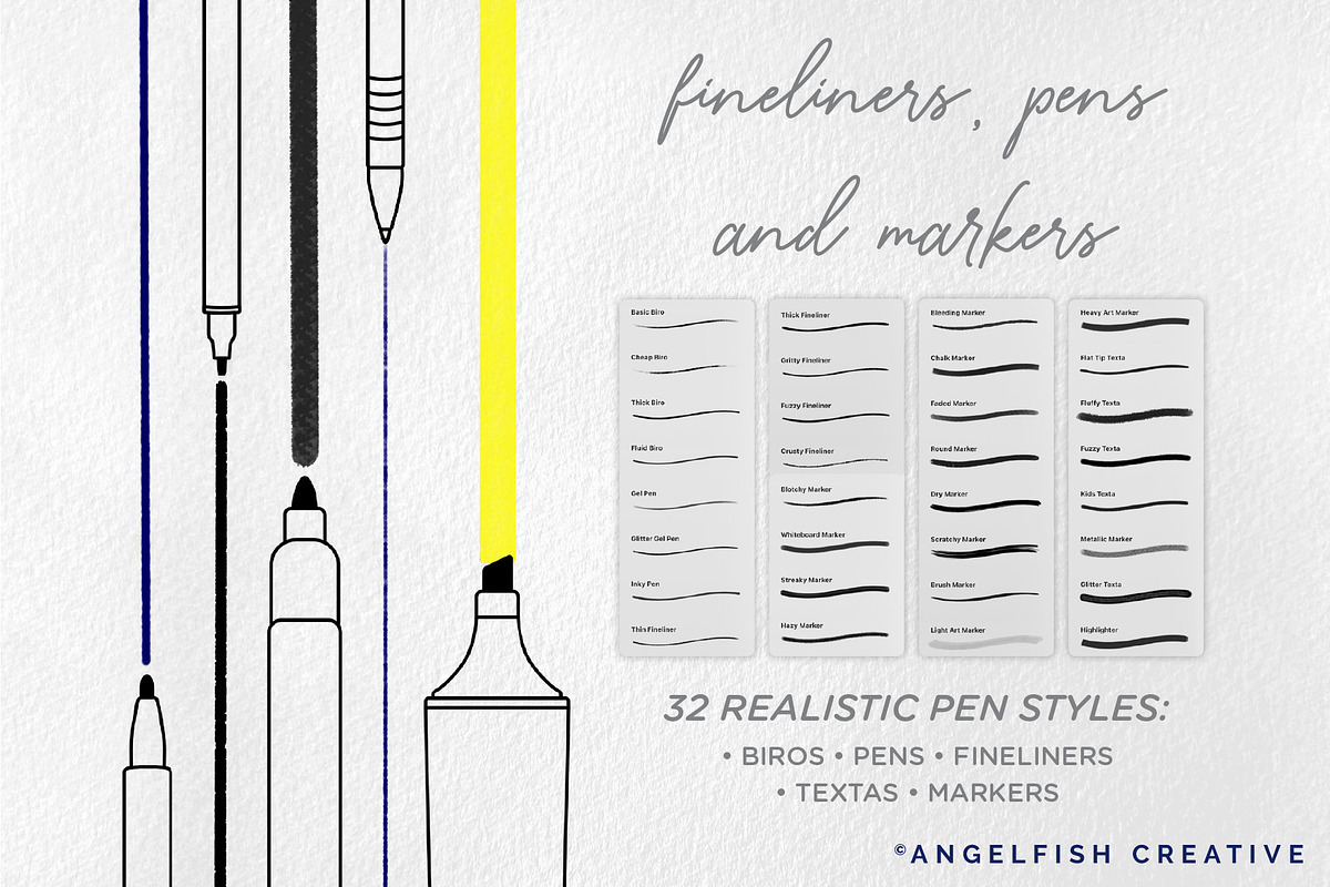 Procreate Fineliners, Pen & Markers, a Brush Add-On by AngelfishCreative (Photo 2 of 8)