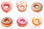 Donut Watercolor Cliparts, an Illustration by RobertsArt (Thumbnail 5 of 7)
