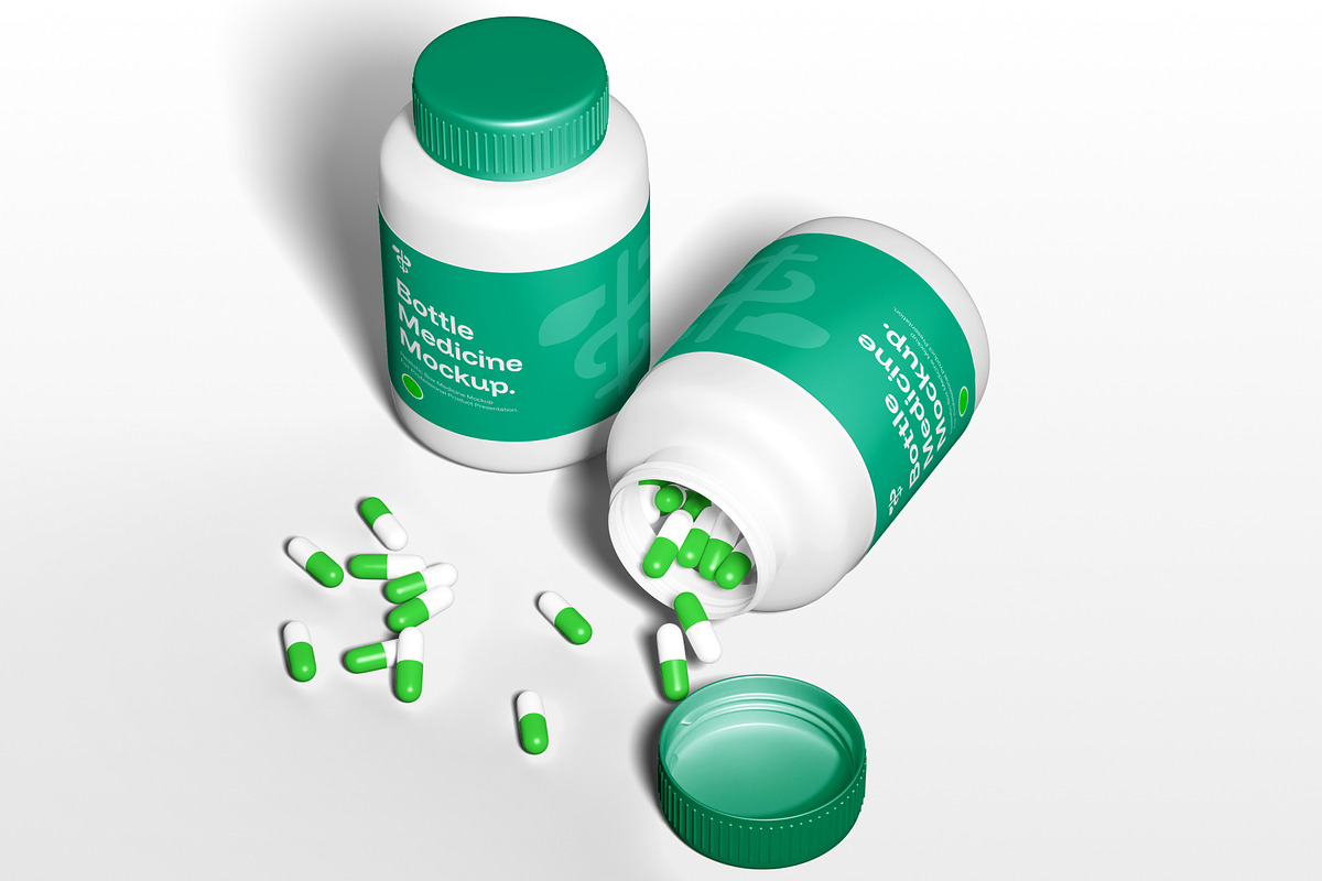 Bottle and Box Medicine Mockup, a Packaging Mockup by SLAB! Design (Photo 6 of 8)