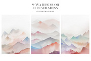 Mountains Watercolor Illustrations, an Illustration by AlineArtStore (Thumbnail 3 of 14)