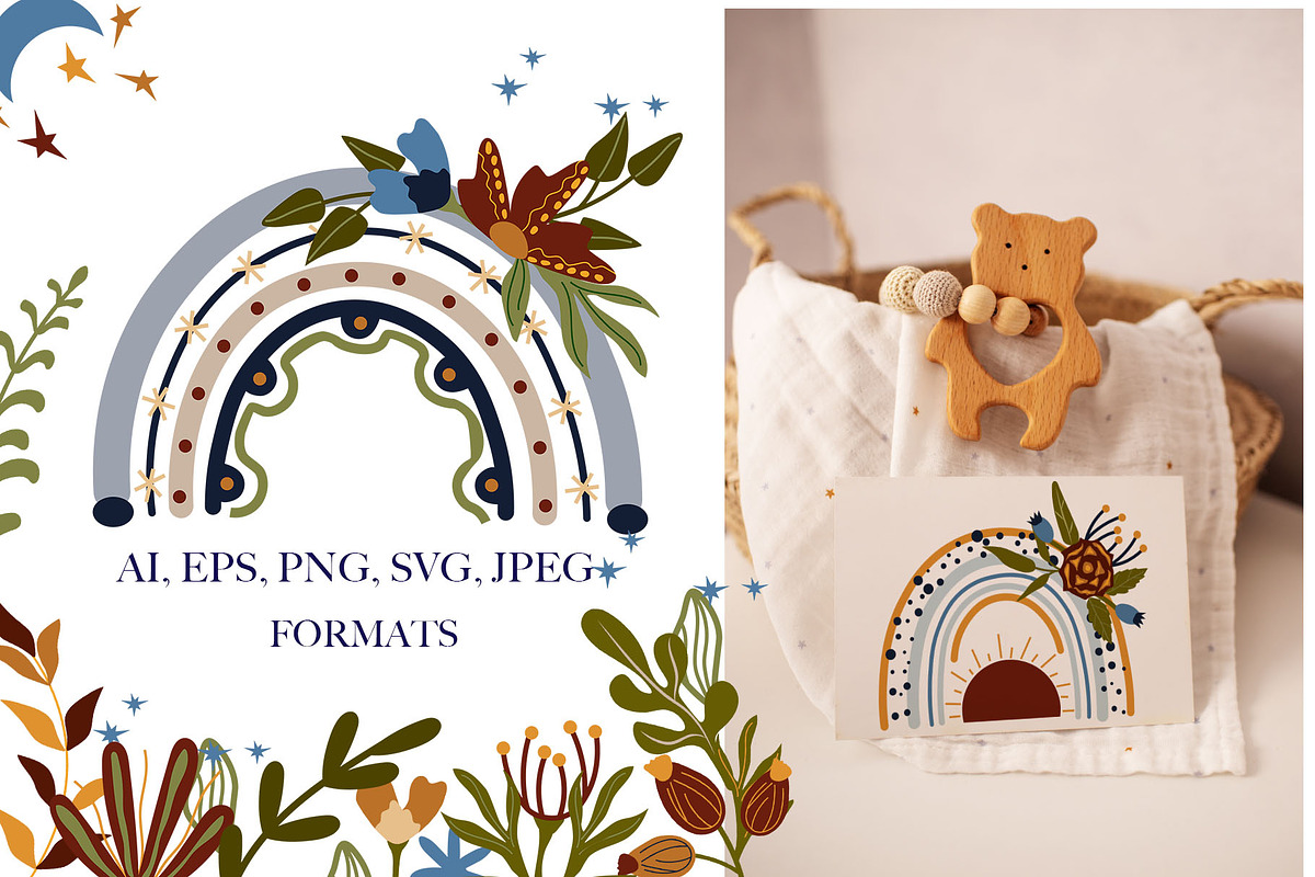 Boho Rainbows, Floral Rainbows, a Decorative Illustration by Usis (Photo 2 of 10)