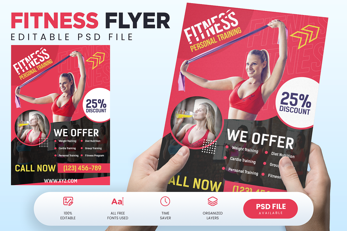 5 Fitness Flyer Bundle / Gym Flyer, a Flyer Template by Ammad (Photo 4 of 6)