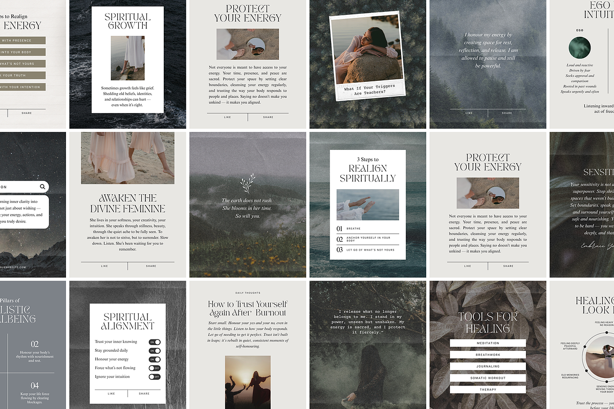 Spiritual Coach Instagram Templates, a Social Media Template by Studio Loire (Photo 3 of 9)