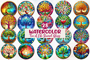 Tree of Life Stained Glass Clipart, an Illustration by Designworld (Thumbnail 1 of 6)