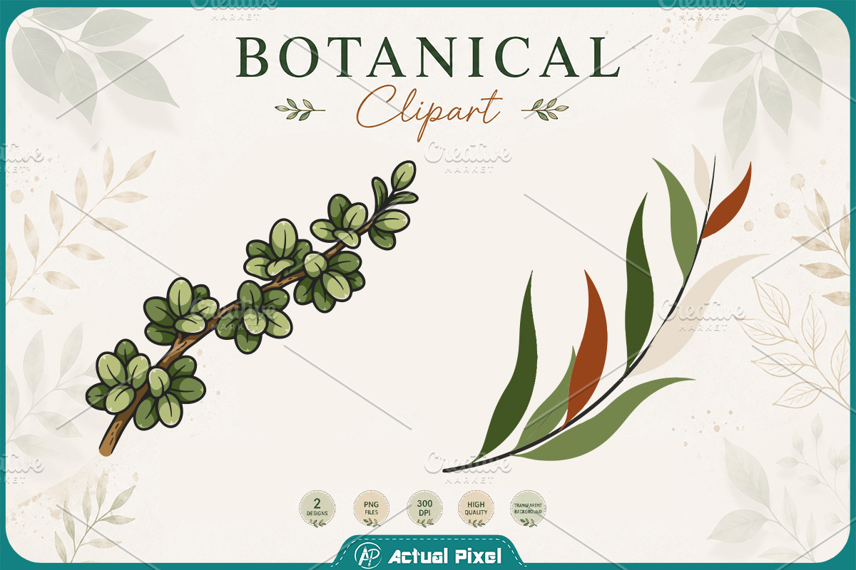 Boho Botanical Leaves Clipart Bundle, a Nature Photo by Actual Pixel (Photo 15 of 21)