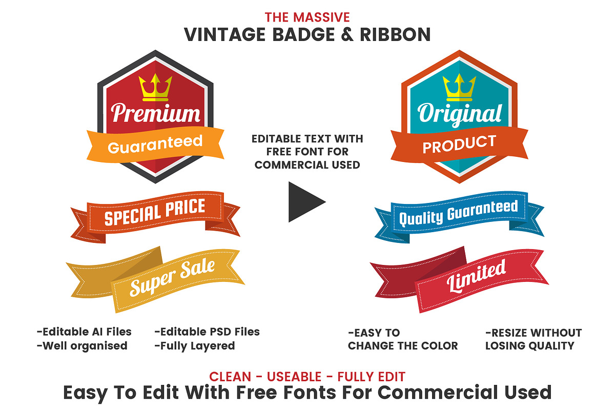 1046 VINTAGE BADGE & RIBBON, a Branding & Logo Template by Toonsteb (Photo 9 of 19)