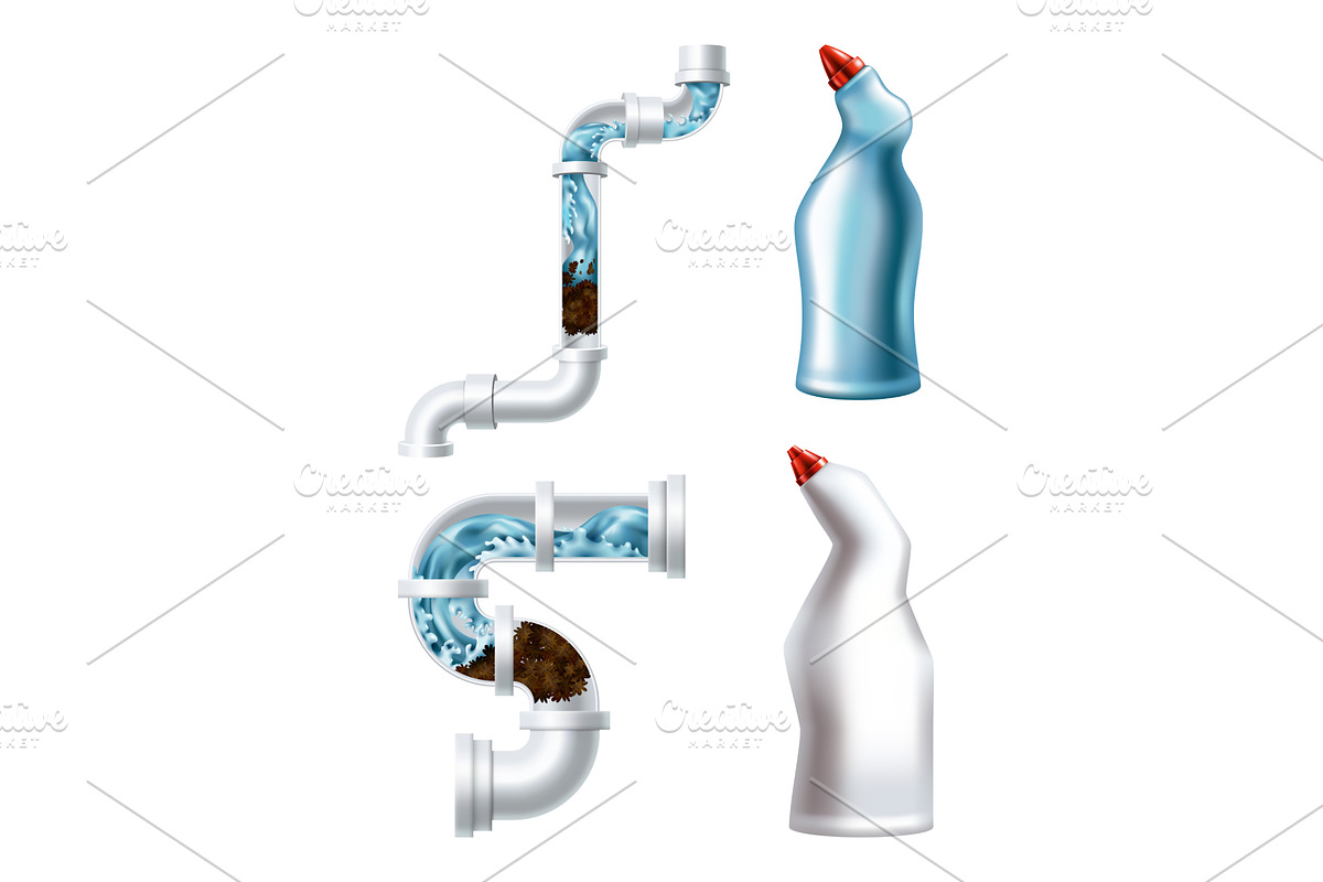 Clogged pipe drain and, an Illustration by Things for designers