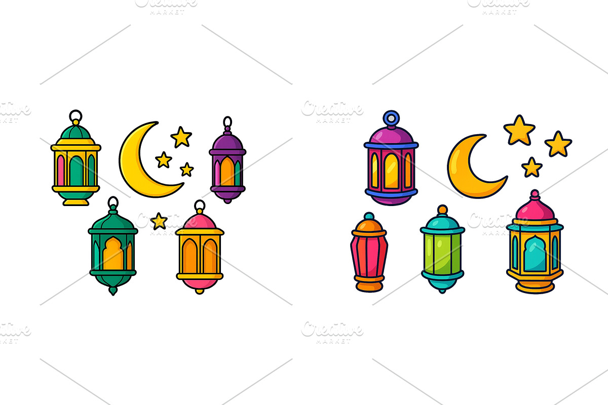 Colorful decorative lanterns and, an Illustration by ZinetroN