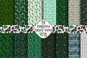 Green Christmas Digital Paper, a Work Illustration by CraftArtStudio (Thumbnail 1 of 4)