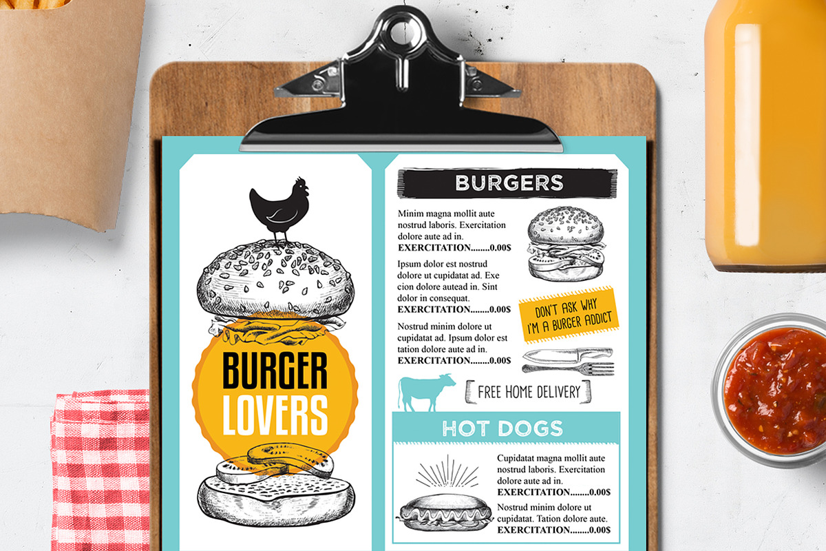 FREE! Trifold + Food Menu Burger, a Brochure Template by BarcelonaShop (Photo 2 of 4)