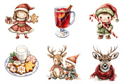 Christmas Elf Watercolor Characters, an Illustration by SinaCreation (Thumbnail 2 of 7)