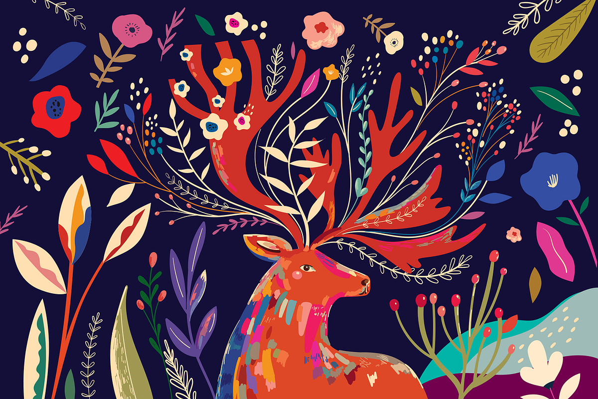 Flowers and Deer, an Animal Illustration by MoleskoStudio (Photo 11 of 24)