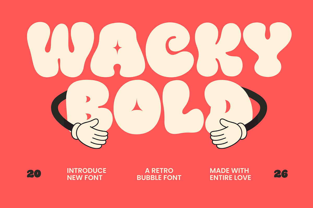 Wacky – Retro Bubble Display Font, a Handwritten Font by MaikoHatta (Photo 1 of 7)