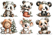 Whimsical Christmas Panda Clipart, an Illustration by Pixels.Craft (Thumbnail 5 of 6)