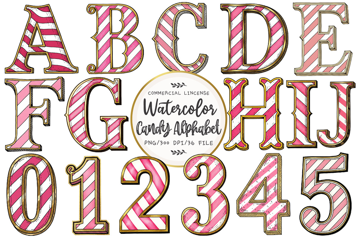 Candy Cane Alphabet Clipart, an Illustration by OK Design (Photo 1 of 5)