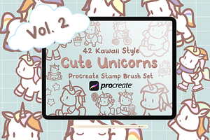 Cute Unicorns Vol. 2 Procreate Stamp