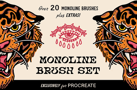 Monoline Brush Set for Procreate, a Brush Add-On by Good Kid Studio