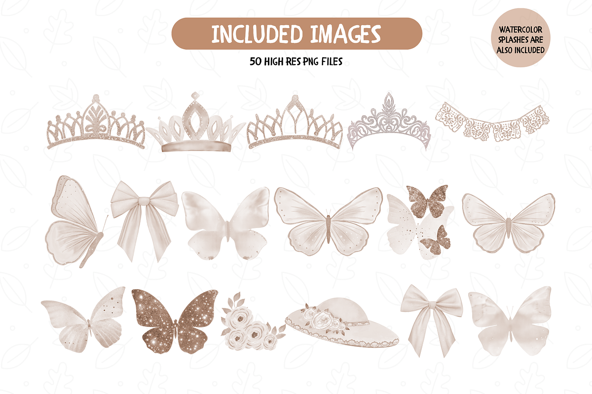 Watercolor Ivory Quinceanera Clipart, an Illustration by TatiMockup (Photo 4 of 6)