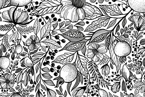 Endless Garden. Black&White Pattern