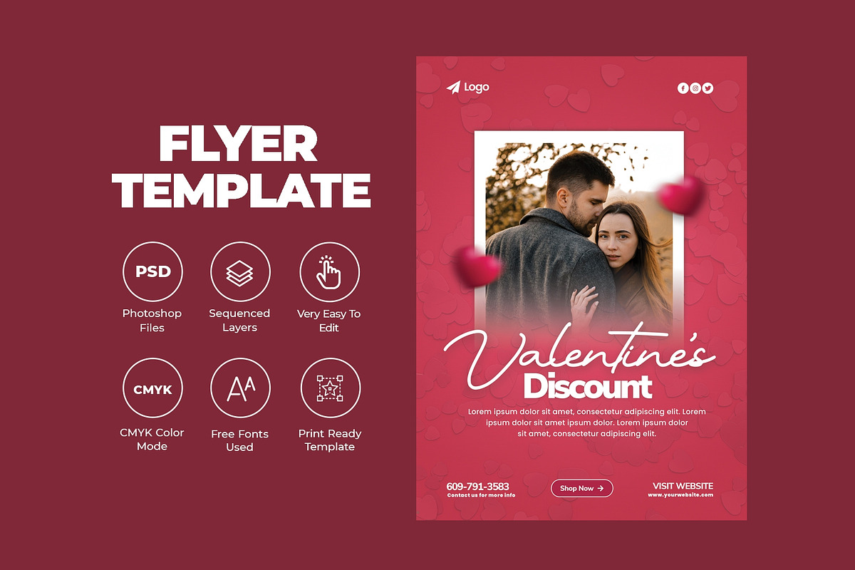 Valentine's Day Flyer Template, a Flyer Template by Saman Osama (Photo 3 of 3)
