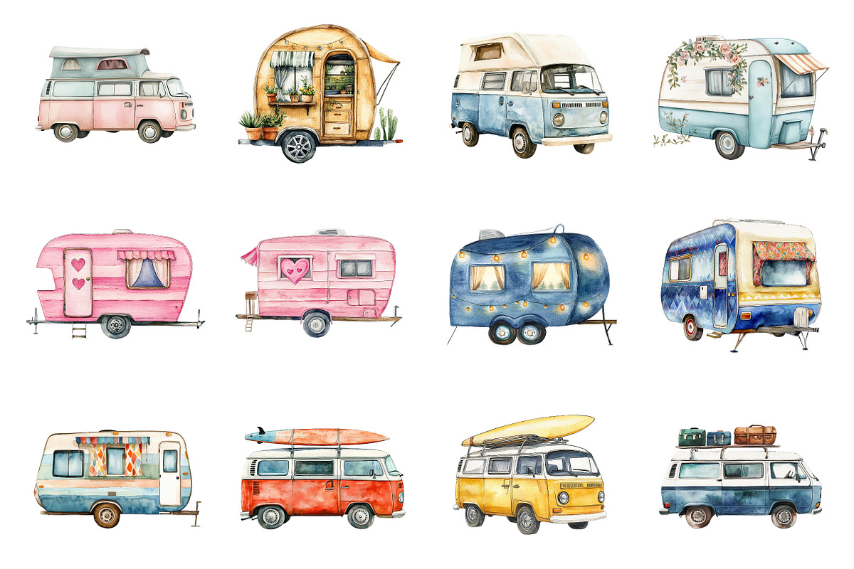 Happy Campers Clipart, an Illustration by Design Market (Photo 2 of 4)