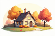 Dreamy Autumn Cottage Clipart Bundle, an Illustration by BIPLOB EXPERT (Thumbnail 10 of 13)
