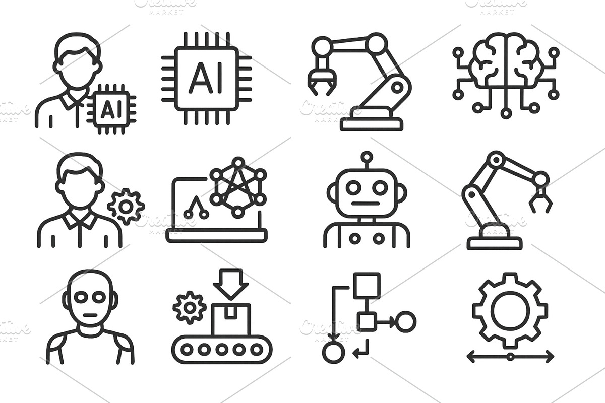 Set of web icons featuring, a Technology Illustration by ZinetroN