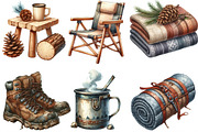 Watercolor Camping Hiking Clip Art, an Illustration by Designking (Thumbnail 2 of 4)