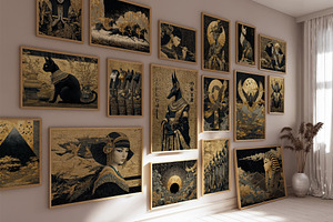 Egyptian Gold & Black Wall Art, an Illustration by PrintablesByFranklyn