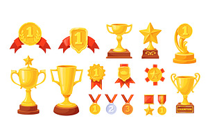 Cartoon trophy cup awards. Gold, an Illustration by Stock-Smart-Start