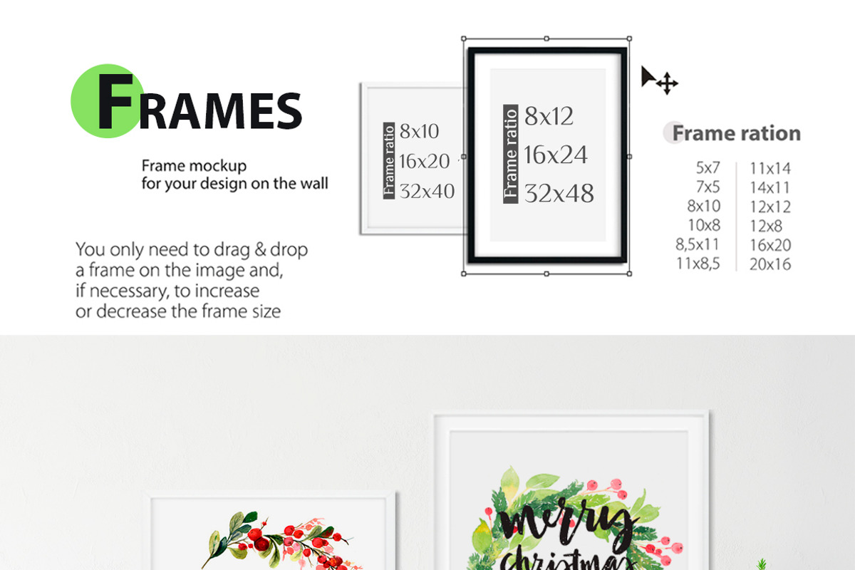 Christmas Frame Mockup Bundle, a Print Template by Yuri-U (Photo 16 of 19)