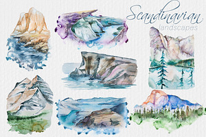 Watercolor Scandinavian Landscapes