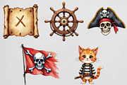 Watercolor Pirate Clipart, an Illustration by CrexoraLab (Thumbnail 2 of 4)