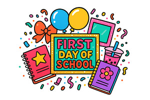 First day of school maximalist desig, an Illustration by Dvoevnore photos
