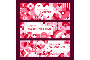 Valentines holiday banners geometric, an Illustration by Buch&Bee