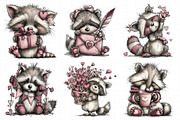 Valentine's Whimsical Raccoon Clipar, an Illustration by Daily.Designs (Thumbnail 6 of 8)