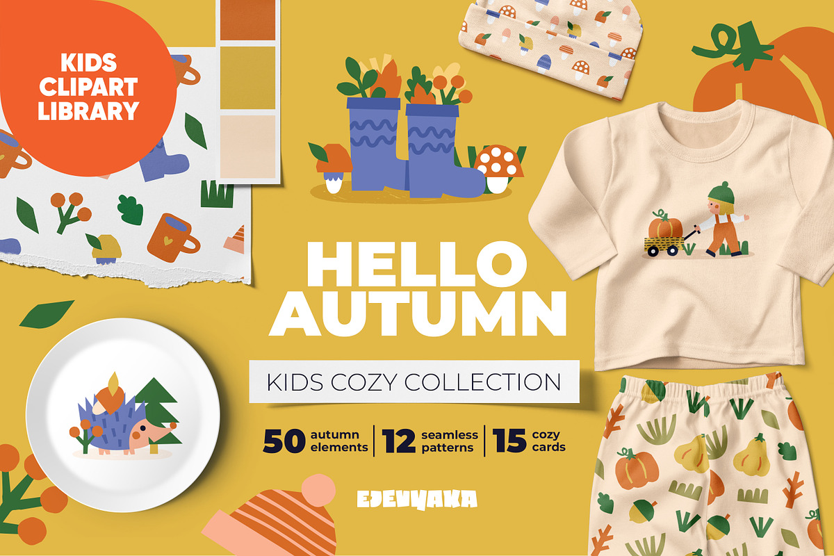 Hello Autumn. Clipart & Patterns, an Animal Illustration by Ejevyaka (Photo 1 of 9)
