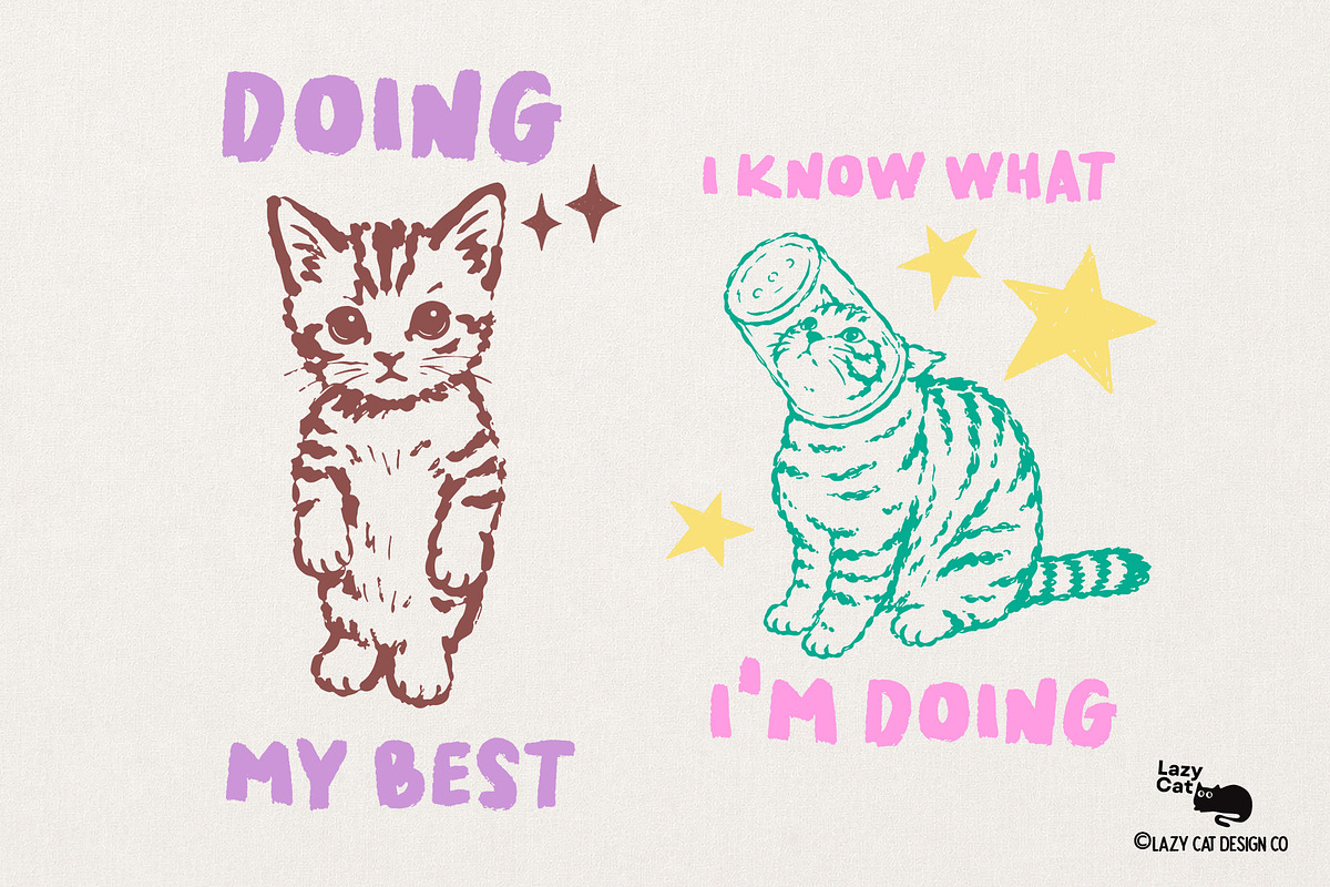 Hand-Drawn Funny Cat Quotes, an Object Graphic by Lazy Cat (Photo 4 of 8)