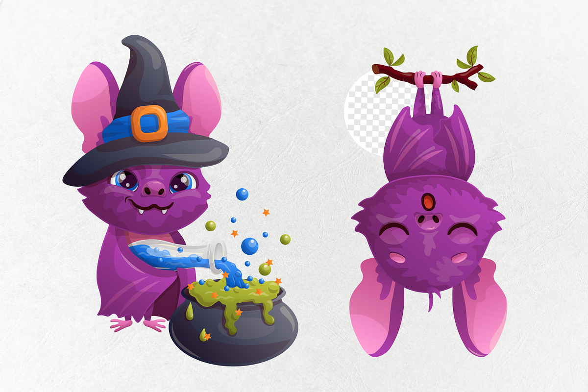 Cute cartoon bat, an Animal Illustration by VaraNa Art (Photo 3 of 6)